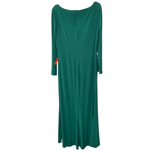 Ieena Mac Duggal 26573 Gown Long Sleeve Ruched Jersey V-Neck Emerald Size 12 - Picture 7 of 11